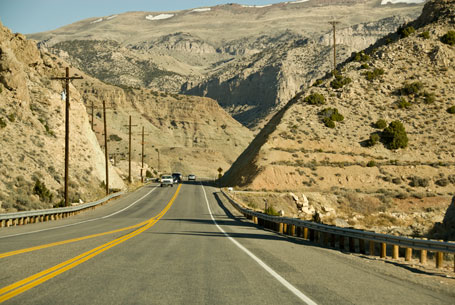 The Wind River Canyon road