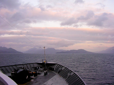 View looking off the bow of Mattksi's ferry from Ketchican to Bellingham