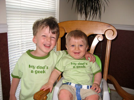 Berty's kids with dad's a geel shirts on